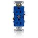 Leviton Duplex Receptacle Outlet Heavy-Duty Industrial Spec Grade Smooth Face 15 Amp 125V Back Or Side Wire NEMA 5-15R Blue (5262-SBU)
