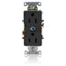 Leviton Duplex Receptacle Outlet Heavy-Duty Industrial Spec Grade Smooth Face 15 Amp 125V Back Or Side Wire NEMA 5-15R Black (5262-SE)