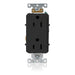 Leviton Decora Plus Duplex Receptacle Outlet Heavy-Duty Industrial Spec Grade Smooth Face 15 Amp 125V Back Or Side Wire Black (16252-E)