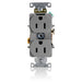 Leviton Duplex Receptacle Outlet Heavy-Duty Industrial Spec Grade Smooth Face 15 Amp 125V Back Or Side Wire NEMA 5-15R Gray (5262-GYS)