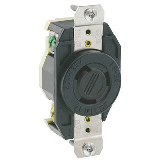 Leviton 20 Amp 125V NEMA L5-20R 2P 3W Flush Mount Locking Receptacle Industrial Grade Grounding All Black (2310-B)