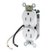 Leviton Duplex Receptacle Outlet Heavy-Duty Industrial Spec Grade Smooth Face 15 Amp 125V Pre-Wired Leads-Hot And Neutral White (5262-CW)