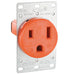 Leviton 50 Amp 250V NEMA 6-50R 2P 3W Flush Mount Receptacle Straight Blade Industrial Grade Isolated Ground Side Wired Orange (5374-IG)