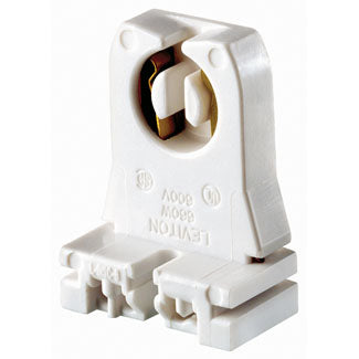 Leviton Medium G13 Base Bi-Pin Standard Fluorescent Lamp Holder Low Profile Slide-On Turn-Type Disconnect Quick-Connect 18 AWG White (13351-D)