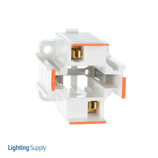 Leviton G24D-3 Base 26W/32W 2-Pin 10mm Compact Fluorescent Lamp Holder Vertical Bottom Snap-In Orange Color Code Quick-Connect 18 AWG (26725-203)