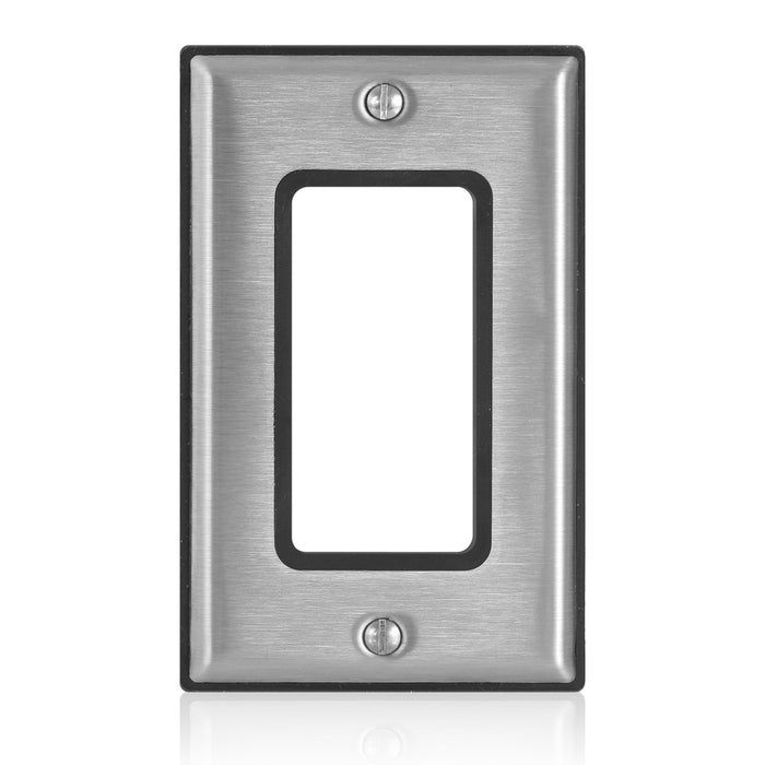 Leviton Gasketed Stainless Steel Wall Plate 1-Gang Decora (84401-G40)