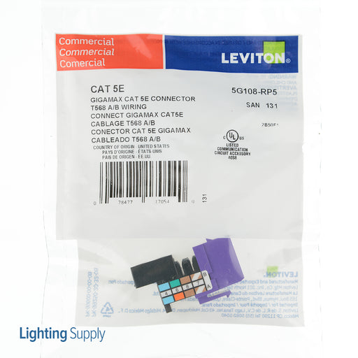 Leviton GigaMax CAT5e QuickPort Connector Purple (5G108-RP5)