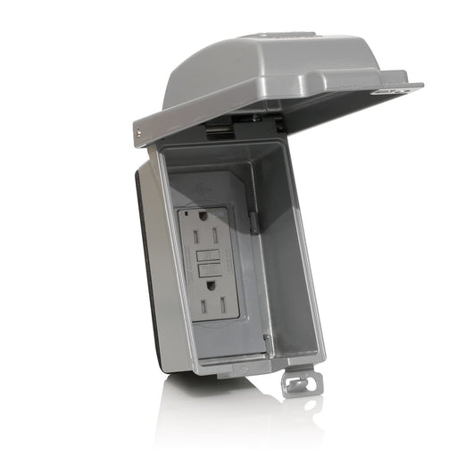 Leviton Gray While-In-Use Vertical Weather-Resistant Tamper-Resistant Kit Cover/Self-Test (IUM1V-KRG)