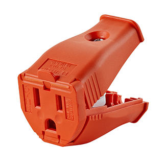 Leviton Clamptite Hinged Cord Outlet 2-Pole 3-Wire Grounding NEMA 5-15R Orange (3W102-OR)