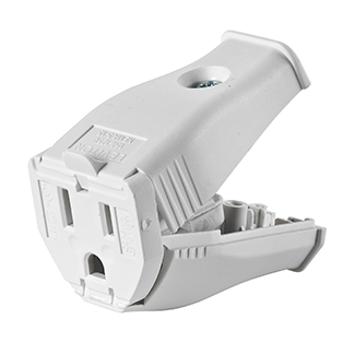 Leviton Clamptite Hinged Cord Outlet 2-Pole 3-Wire Grounding NEMA 5-15R White (3W102-WH)