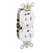 Leviton Duplex Receptacle Outlet Heavy-Duty Hospital Grade Illuminated Smooth Face 15 Amp 125V Back Or Side Wire NEMA 5-15R White (8200-HLW)