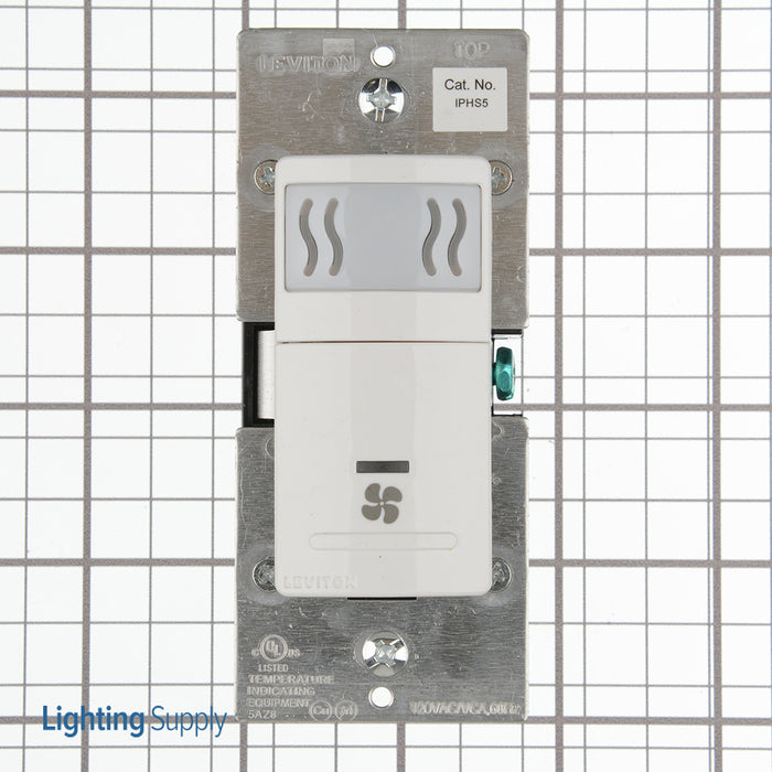 Leviton Humidity Sensor And Fan Control Single-Pole 600W Incandescent 150W LED/CFL 400VA Inductive/Ballast 1/6th HP Motor No Wall Plate White (IPHS5-1LW)