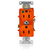 Leviton Isolated Ground Duplex Receptacle Outlet Heavy-Duty Hospital Grade Smooth Face 15 Amp 125V Back Or Side Wire NEMA 5-15R Orange (8200-IG)