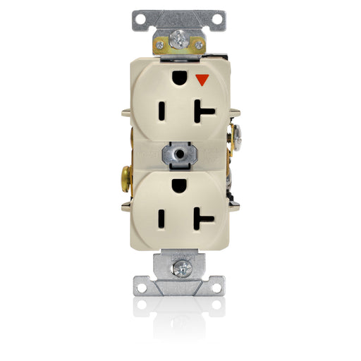 Leviton Isolated Ground Duplex Receptacle Outlet Heavy-Duty Industrial Spec Grade Smooth Face 20 Amp 125V Back Or Side Wire Light Almond (5362-IGT)