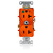 Leviton 20 Amp 125V NEMA 5-20R 2P 3W Narrow Body Duplex Receptacle Straight Blade Hospital Grade Isolated Ground Back And Side Wire Orange (8300-OIG)