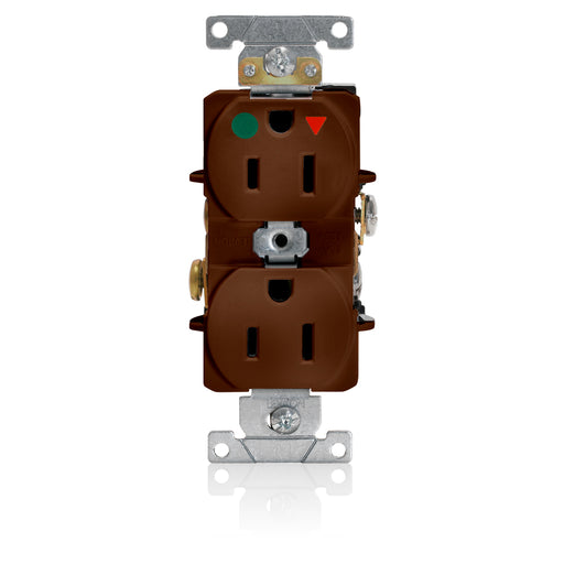 Leviton Isolated Ground Duplex Receptacle Outlet Heavy-Duty Hospital Grade Smooth Face 15 Amp 125V Back Or Side Wire NEMA 5-15R Brown (8200-IGB)
