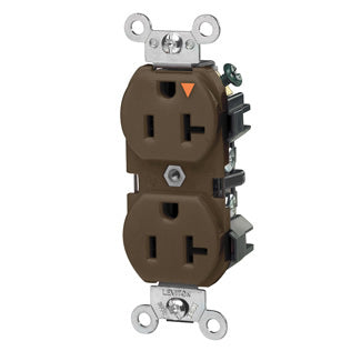 Leviton Isolated Ground Duplex Receptacle Outlet Heavy-Duty Industrial Spec Grade Smooth Face 20 Amp 125V Back Or Side Wire Brown (5362-IGB)