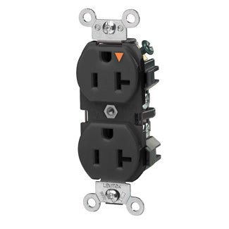 Leviton Isolated Ground Duplex Receptacle Outlet Heavy-Duty Industrial Spec Grade Smooth Face 20 Amp 125V Back Or Side Wire Black (5362-IGE)