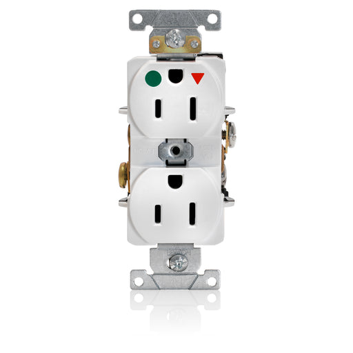 Leviton Isolated Ground Duplex Receptacle Outlet Heavy-Duty Hospital Grade Smooth Face 15 Amp 125V Back Or Side Wire NEMA 5-15R White (8200-IGW)