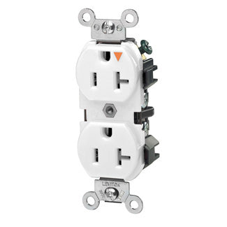 Leviton Isolated Ground Duplex Receptacle Outlet Heavy-Duty Industrial Spec Grade Smooth Face 20 Amp 125V Back Or Side Wire White (5362-IGW)