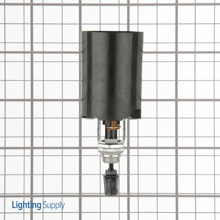 Leviton Incandescent Lamp Holder Bottom Turn Knob Switch Candelabra Medium Base 660W-250V 2 Leg Steel Bracket Assembly Pinned To Socket (4155-51)