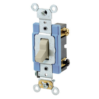 Leviton 15 Amp 120/277V Toggle 3-Way AC Quiet Switch Extra Heavy-Duty Spec Grade Self Grounding Back Wired Ivory (1203-2I)