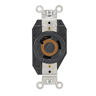 Leviton 30 Amp 125/250V NEMA L10-30R 3P 3W Flush Mount Locking Receptacle Industrial Grade Non-Grounding V-0-MAX Black (2660)