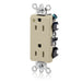 Leviton Decora Plus Duplex Receptacle Outlet Extra Heavy-Duty Hospital Grade Power Indication Smooth Face 15 Amp 125V Back Or Side Wire Ivory (16262-PLI)