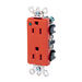 Leviton Decora Plus Duplex Receptacle Outlet Extra Heavy-Duty Hospital Grade Power Indication Smooth Face 15 Amp 125V Back Or Side Wire Red (16262-PLR)