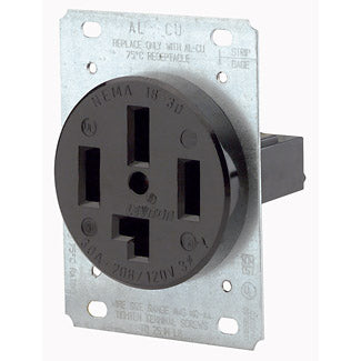 Leviton 30 Amp 120/208V NEMA 18-30R 4P 4W Flush Mount Receptacle Straight Blade Industrial Grade Non-Grounding 3-Phase Y (8330)