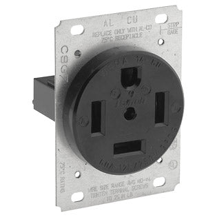 Leviton 60 Amp 125/250V NEMA 14-60R 3P 4W Flush Mount Receptacle Straight Blade Industrial Grade Grounding Side Wired Stee (9460)