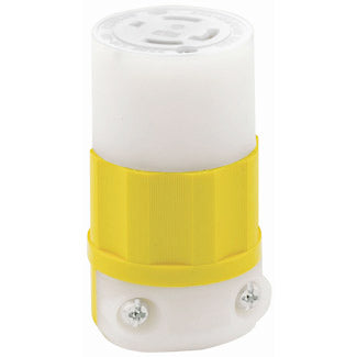 Leviton 30 Amp 125/250V NEMA L14-30R 3P 4W Locking Connector Industrial Grade Grounding Yellow-White (2713-CY)