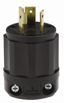 Leviton 20 Amp 125V NEMA L5-20P 2P 3W Locking Plug Industrial Grade Grounding Black (2311-B)