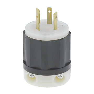 Leviton 20 Amp 600V NEMA L9-20P 2P 3W Locking Plug Industrial Grade Grounding Black-White (2351)