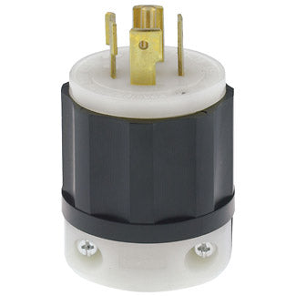 Leviton 20 Amp 120/208V 3-Phase Y NEMA L21-20P 4P 5W Locking Plug Industrial Grade Grounding Black-White (2511)
