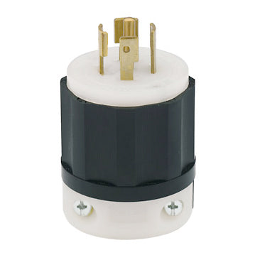 Leviton 20 Amp 347/600V 3-Phase Y NEMA L23-20P 4P 5W Locking Plug Industrial Grade Grounding Black-White (2531)