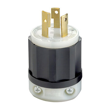 Leviton 30 Amp 125/250V NEMA L10-30P 3P 3W Locking Plug Industrial Grade Non-Grounding Black-White (2661)