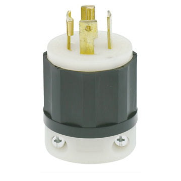 Leviton 30 Amp 347/600V 3-Phase Y NEMA L23-30P 4P 5W Locking Plug Industrial Grade Grounding Black-White (2831)