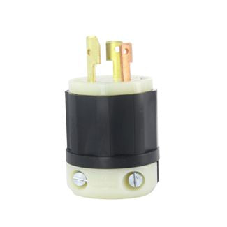 Leviton 30 Amp 250V Non-NEMA 2P 3W Locking Plug Industrial Grade Grounding -Black-White (3331-GC)