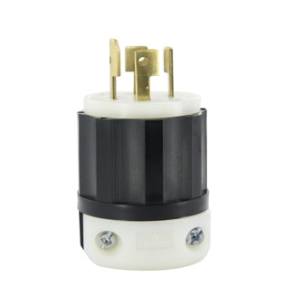Leviton 30 Amp 120/208V 3-Phase Y Non-NEMA 4P 4W Locking Plug Industrial Grade Non-Grounding Black-White (3431-C)
