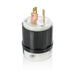 Leviton 20 Amp 125/250V Non-NEMA 3P 3W Locking Plug Industrial Grade Grounding Black-White (9965-GC)