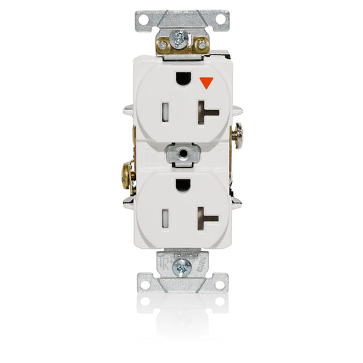 Leviton Isolated Ground Duplex Receptacle Outlet Heavy-Duty Industrial Spec Grade Tamper-Resistant Smooth Face 20 Amp 125V White (T5362-IGW)