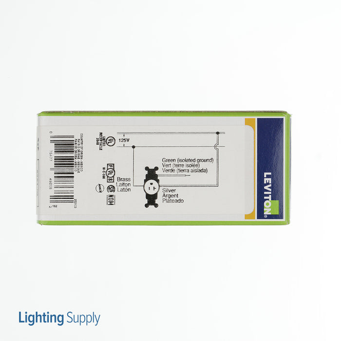 Leviton Isolated Ground Single Receptacle Outlet Heavy-Duty Industrial Spec Grade Smooth Face 20 Amp 125V Back Or Side Wire Orange (5361-IG)