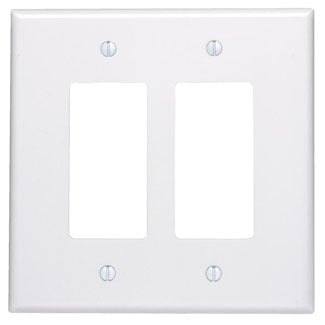 Leviton 2-Gang Decora/GFCI Device Decora Wall Plate/Faceplate Oversized Thermoset Device Mount Ivory (86602)