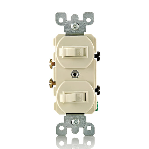 Leviton 15 Amp 120/277V Duplex Style Single-Pole/3-Way AC Combination Switch Commercial Grade Non-Grounding Side Wired Ivory (5241-I)