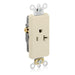 Leviton Decora Plus Single Receptacle Outlet Commercial Spec Grade Smooth Face 20 Amp 125V Back Or Side Wire NEMA 5-20R Ivory (16351-I)