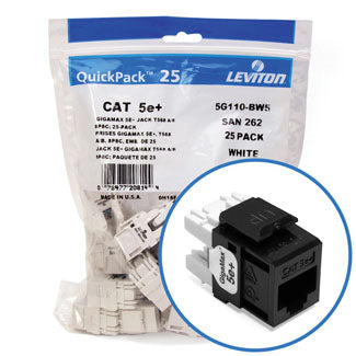 Leviton Extreme CAT5e QuickPort Connector Quickpack 25-Pack Black (5G110-BE5)