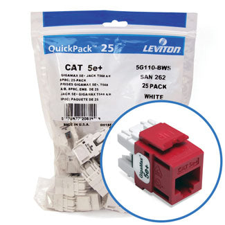 Leviton Extreme CAT5e QuickPort Connector Quickpack 25-Pack Crimson (5G110-BC5)