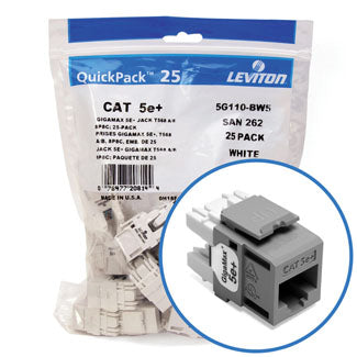 Leviton Extreme CAT5e QuickPort Connector Quickpack 25-Pack Gray (5G110-BG5)