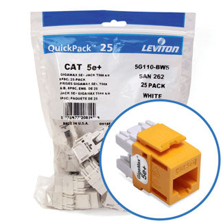 Leviton Extreme CAT5e QuickPort Connector Quickpack 25-Pack Yellow (5G110-BY5)